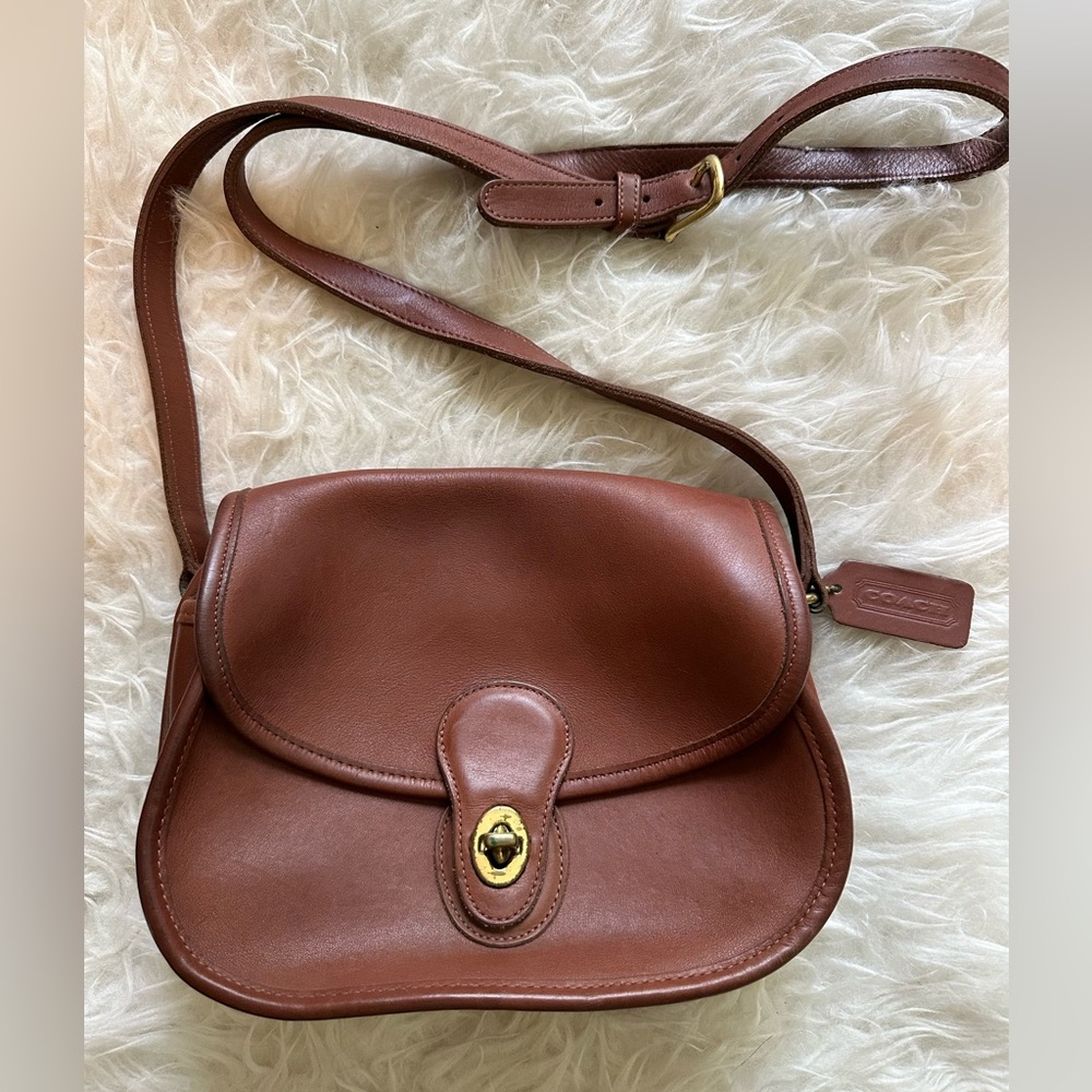 Coach brown leather crossbody bag